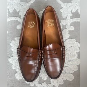 NWOT J. Crew Camden Men's Brown Leather Penny Loafers Size 10.5